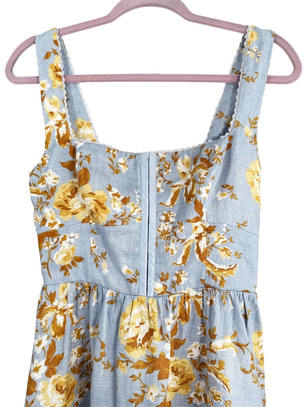 NWT Reformation Tagliatelle Heavenly Midi Linen Dress Blue Yellow Floral 2 - Picture 4 of 8